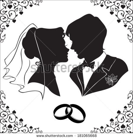 Vector Silhouette Of The Bride And Groom With Beautiful Framed 450x470 Vector Silhouette Of The Bride And Groom With Beautiful Framed