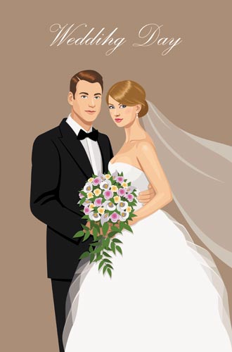 Bride And Groom Wedding Invitation Vectors 330x500 Bride And Groom Wedding Invitation Vectors