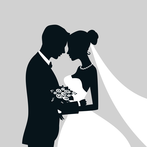 Bride With Groom Silhouettes Vector Free Download 500x500 Bride With Groom Silhouettes Vector Free Download