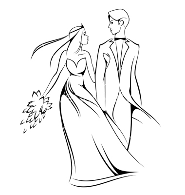 Cartoon Bride And Groom Vector 380x400 Cartoon Bride And Groom Vector