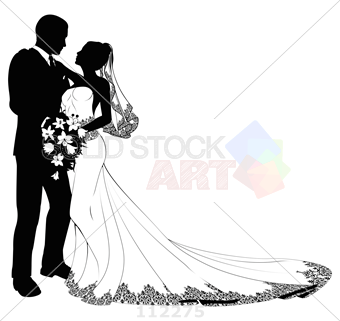 Stock Illustration Of Bride In White And Groom In Black Silhouette 340x321 Stock Illustration Of Bride In White And Groom In Black Silhouette