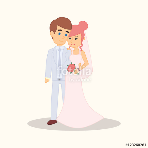 Wedding Couple Cartoon Characters Bride And Groom Vector 500x500 Wedding Couple Cartoon Characters Bride And Groom Vector