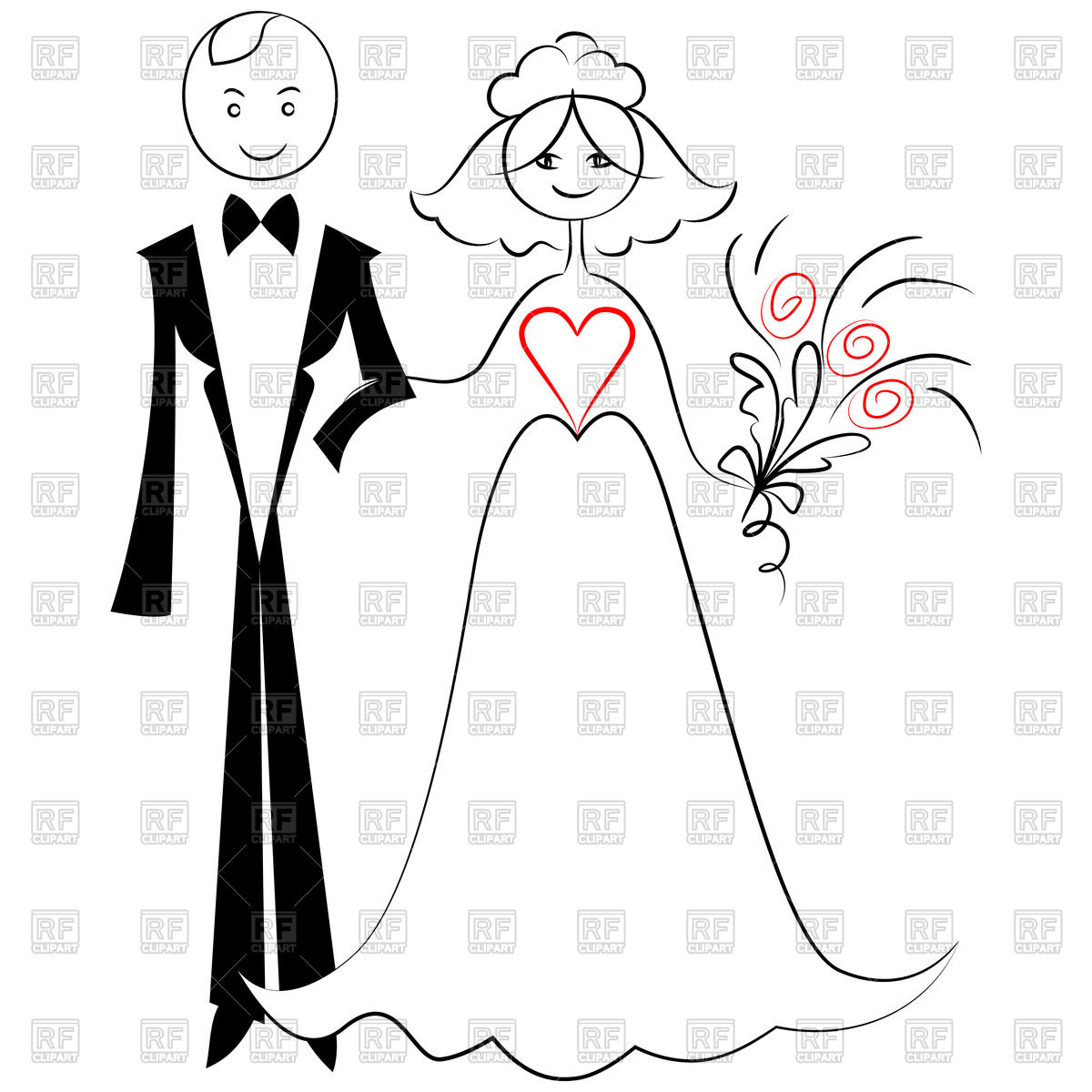 1200x1200 Sketch Of Bride And Groom Vector Image Of People