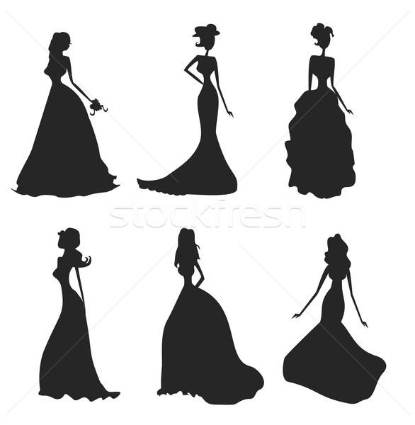 586x600 Bride Silhouettes Set Vector Illustration Dorota Filipczak
