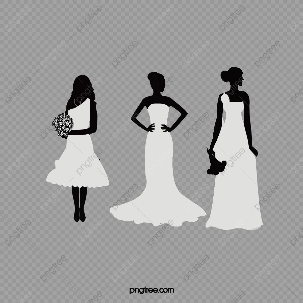 1200x1200 Decorative Silhouette Bride And Bridesmaids, Silhouette Vector
