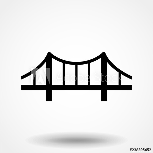 500x500 Bridge Icon Vector Building Symbol Architecture Pictogram, Flat