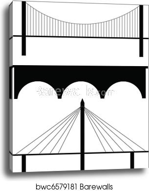 305x390 Bridge Silhouette Vector, Canvas Print Barewalls Posters