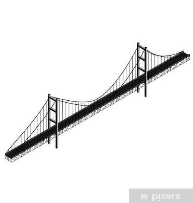 Isometric Suspension Bridge, Vector Wall Mural 665x700 Isometric Suspension Bridge, Vector Wall Mural