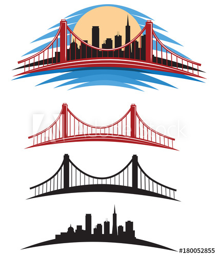 San Francisco Bay Golden Gate Bridge Vector Illustration Pack 425x500 San Francisco Bay Golden Gate Bridge Vector Illustration Pack