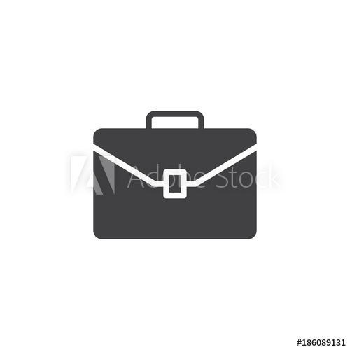 500x500 Briefcase Icon Vector, Filled Flat Sign, Solid Pictogram Isolated