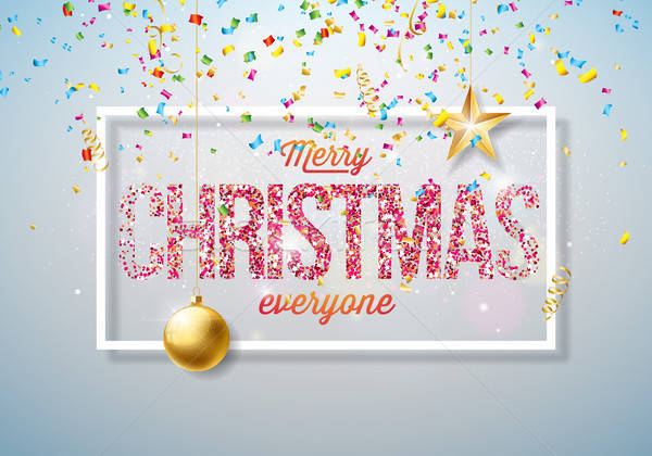 600x420 Vector Merry Christmas Illustration On Shiny Bright Background