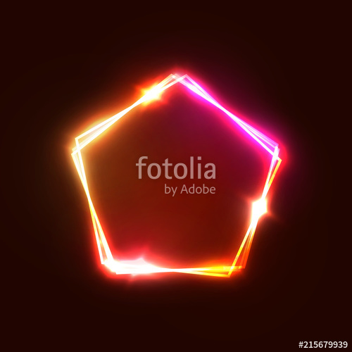 500x500 Neon Sign Red Shining Pentagon Background With Blank Space