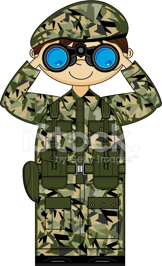 623x1024 British Army Soldier With Binoculars Stock Vector
