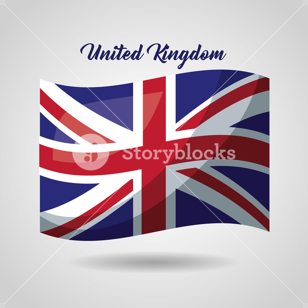 1000x1000 United Kingdom Country Wave British Flag Vector Illustration