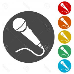 300x300 Microphone Icon In Flat Style Mic Broadcast Vector Illustration