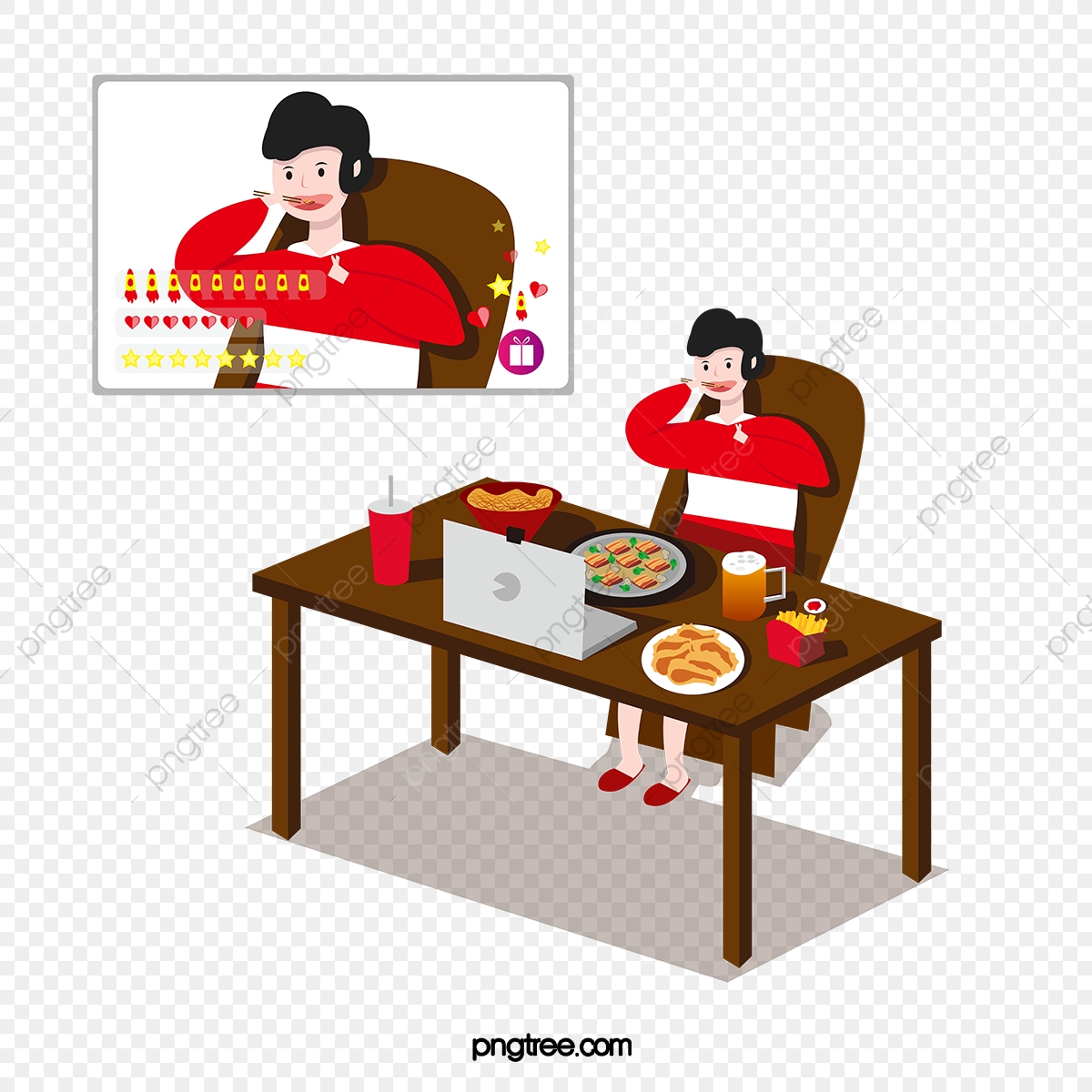 1200x1200 Red Flat Illustration Wind Live Broadcast Vector Elements