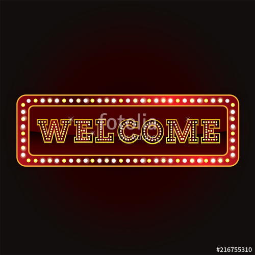 500x500 Welcome Alphabet With Light Bulb Broadway Style, Vector