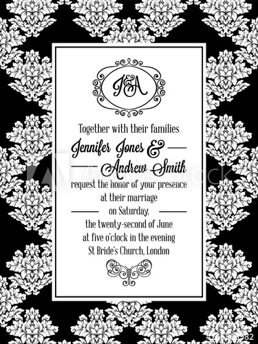 375x500 Damask Victorian Brocade Pattern Invitation