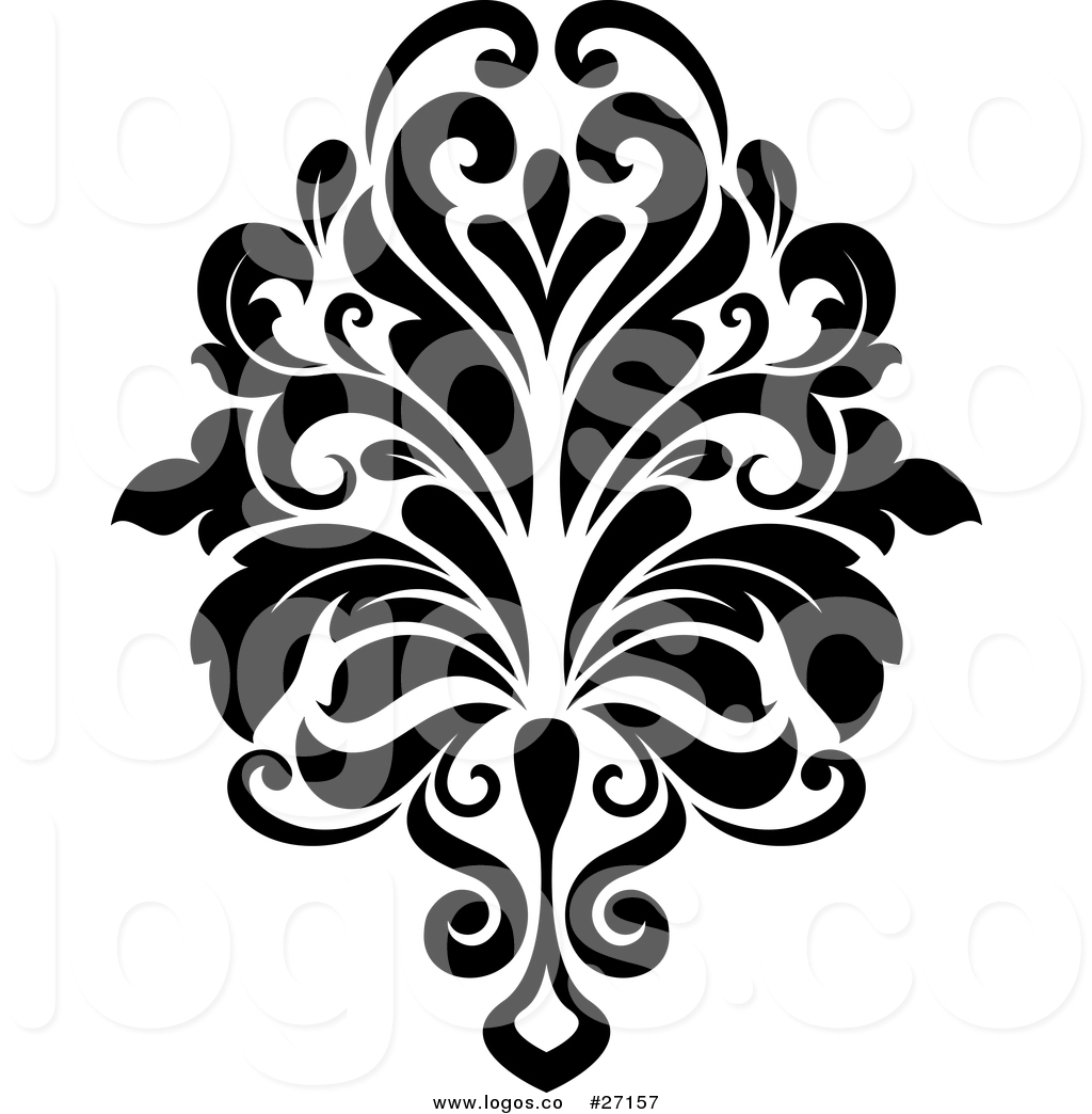 1024x1044 Royalty Free Vector Logo Of A Black And White Arabesque Damask
