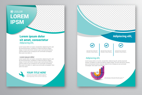 600x404 Brochure Template Design With Checkered Curves Illustration Free