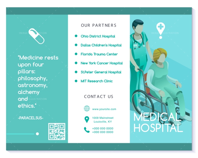 690x551 Vector Brochure Healthcare Turquoise Medical Clinic Template