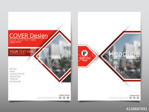 500x375 Red Square Flyer Cover Business Brochure Vector Design, Leaflet