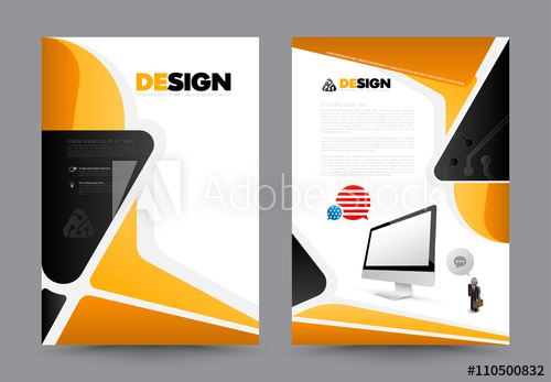 500x347 Abstract Brochure With Monitor Design Template Book Design, Print