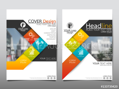 500x375 Blue And Red Square Flyer Cover Business Brochure Vector Design