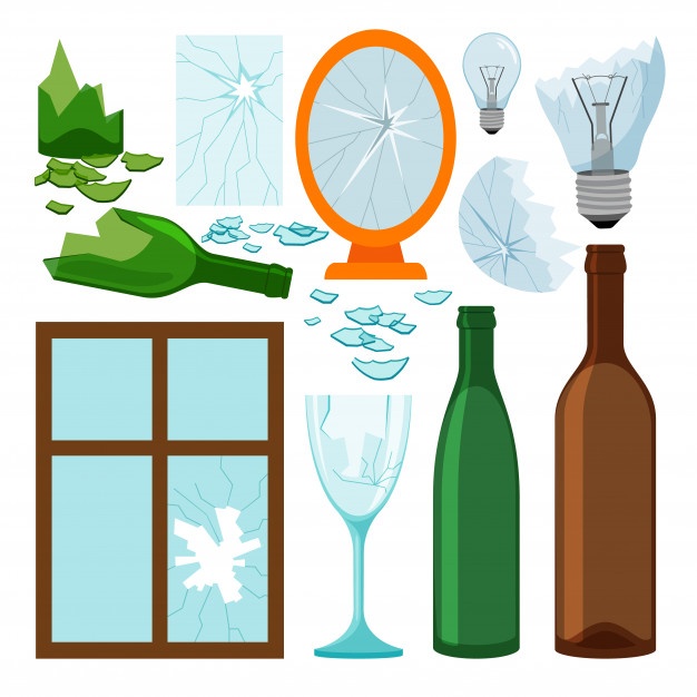 626x626 Broken Bottle Collection Vector Free Download