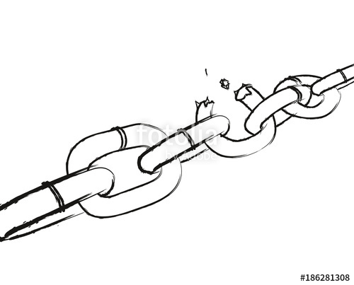500x403 Sketch Broken Chain Burst Chain On White Background Stock Image
