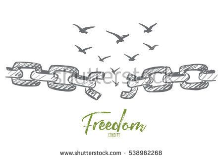 450x320 Vector Hand Drawn Freedom Concept Sketch With Broken Chain