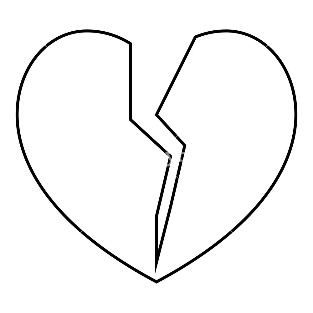 Broken Heart Outline SVG