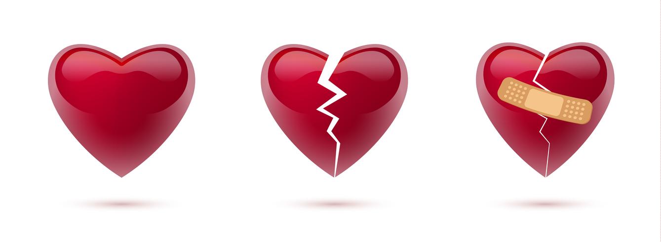 1339x490 Broken Hearts Vector Set Of Realistic Icons And Symbols Isolated