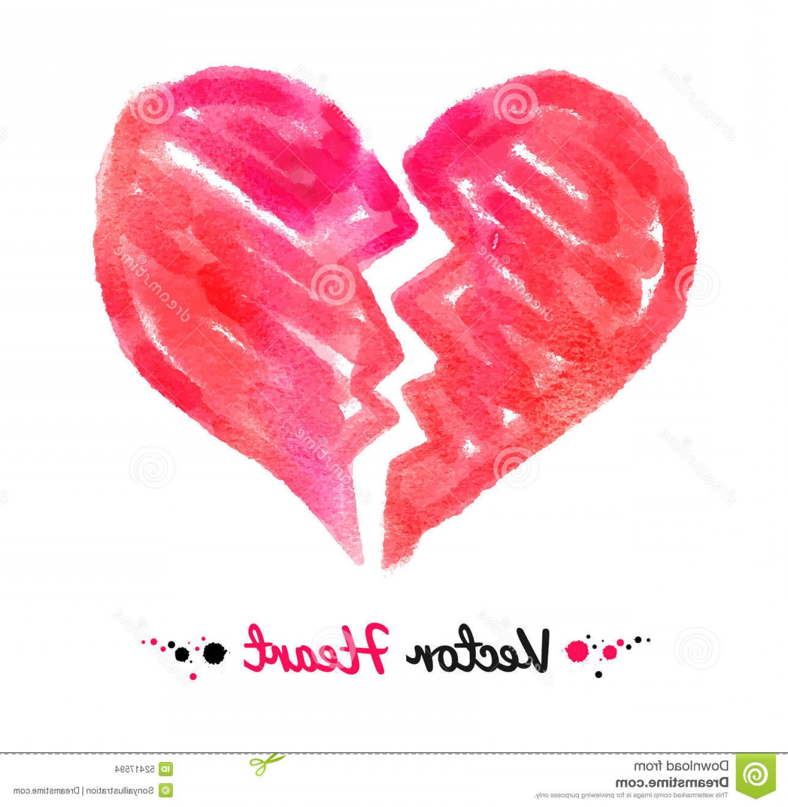 1560x1598 Stock Illustration Watercolor Broken Heart Vector Illustration