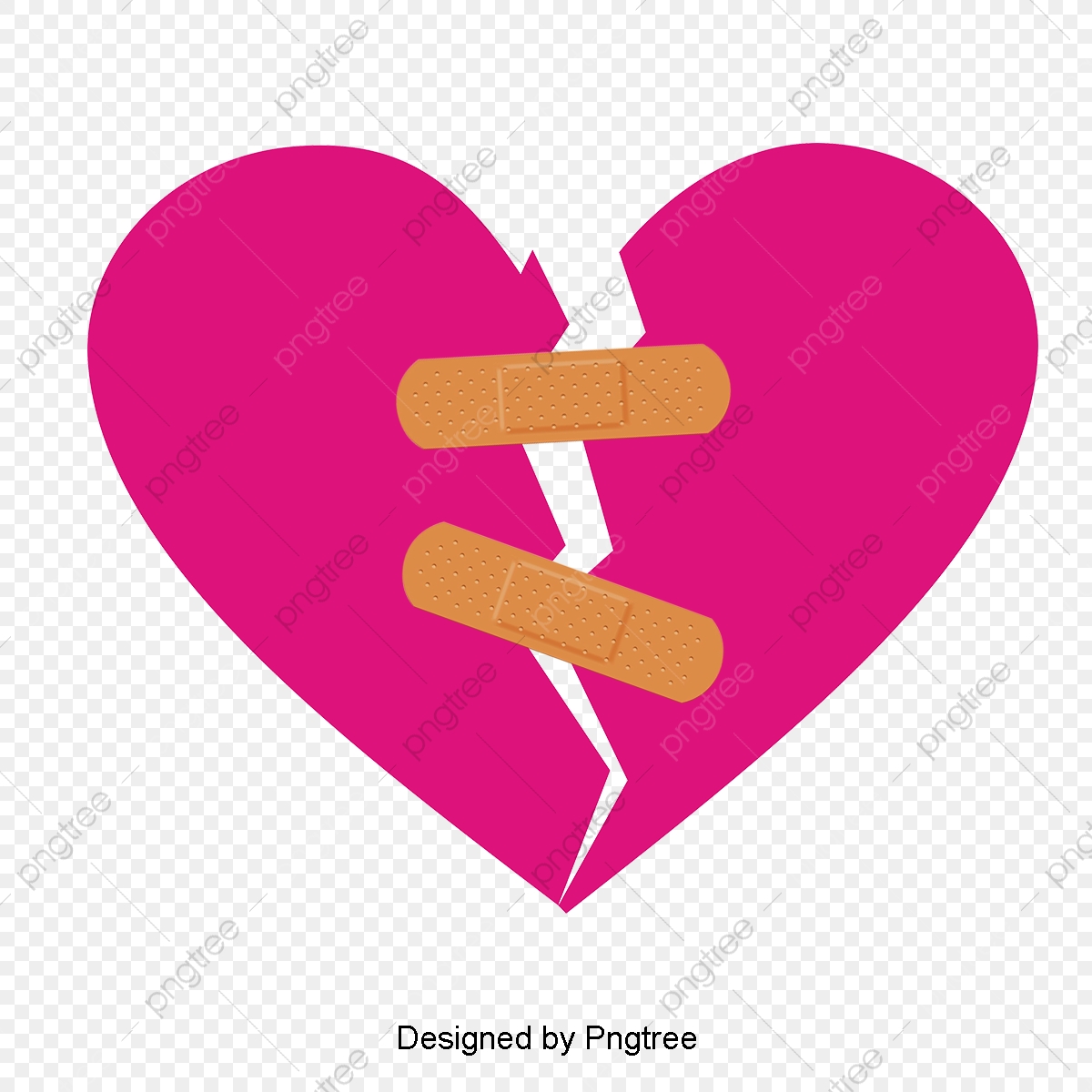 1200x1200 Vector Hand Painted With A Band Aid Sticking Together Broken Heart