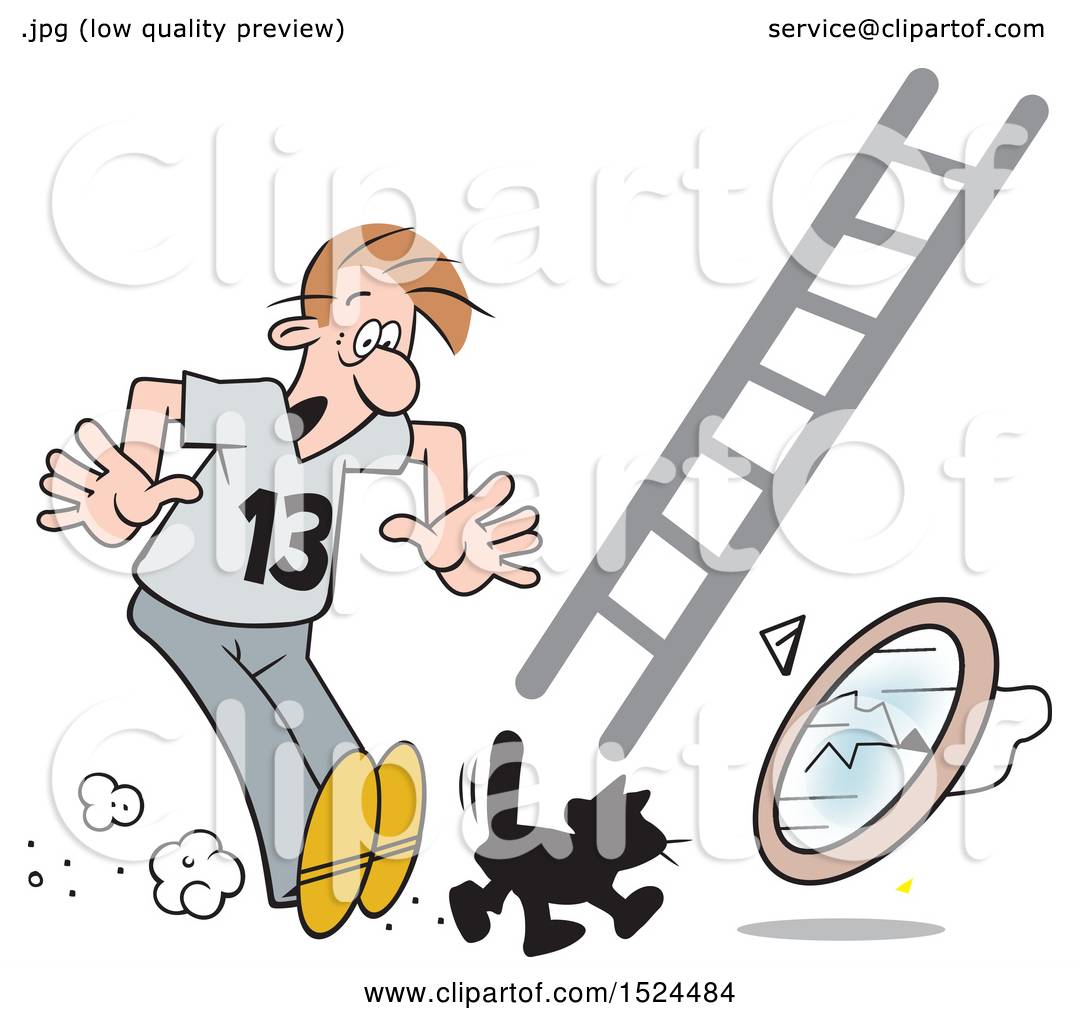 1080x1024 Clipart Of A Superstition Scene Of A Black Cat Crossing A Mans