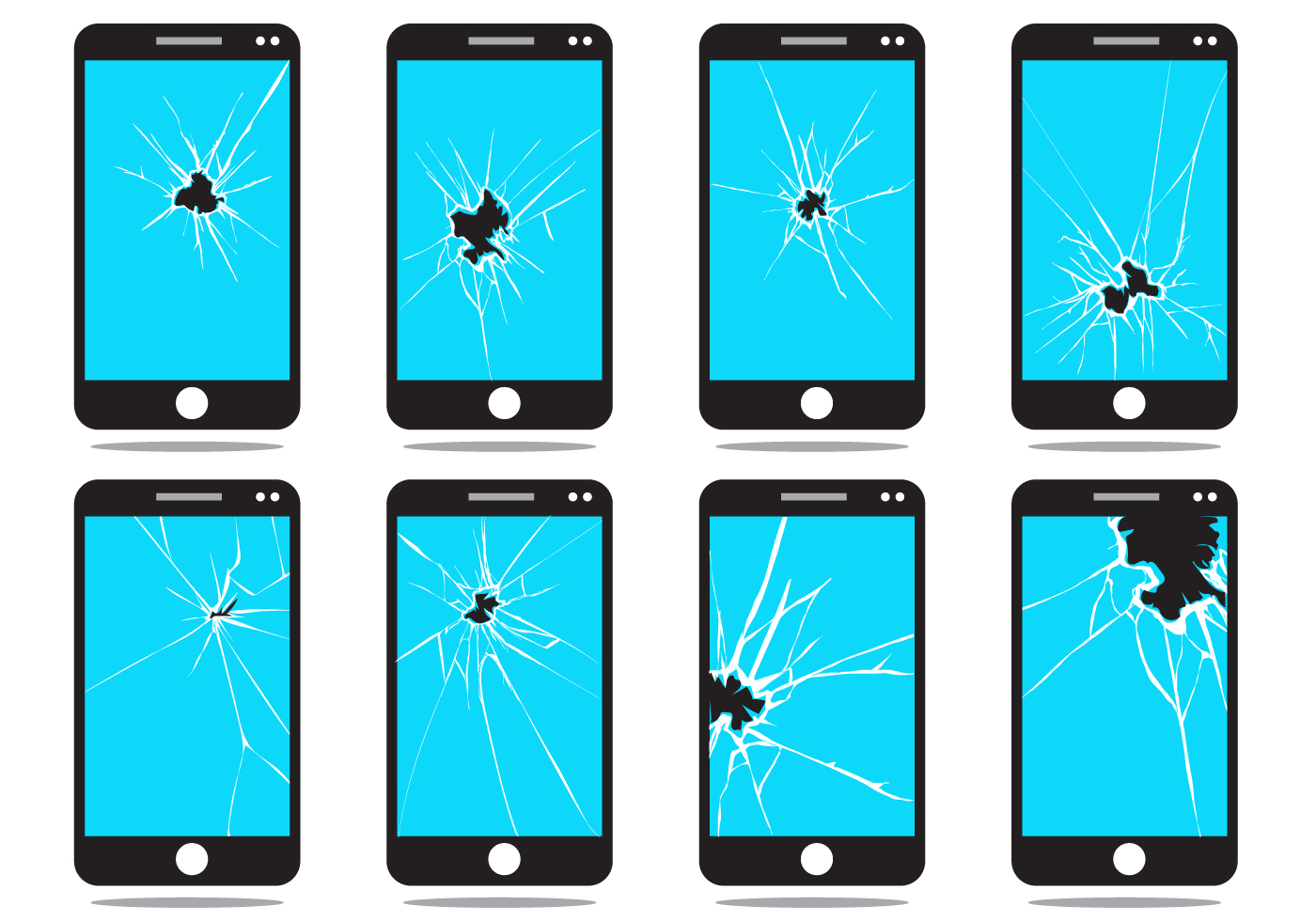 1400x980 Broken Screen Phone Free Vector Art