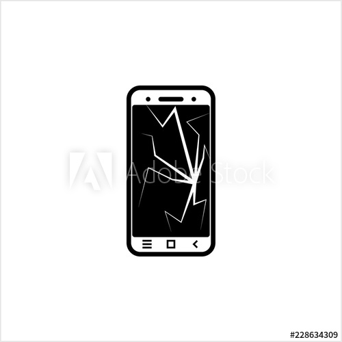 500x500 Broken Screen Smart Phone Icon, Cracked Display