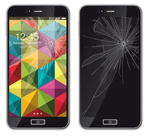 600x549 Mobile Phone Broken Screen Design Vector Free Download