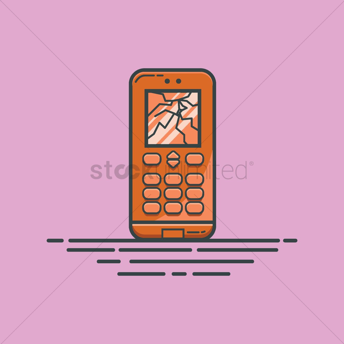1300x1300 Mobile Phone With Broken Screen Vector Image