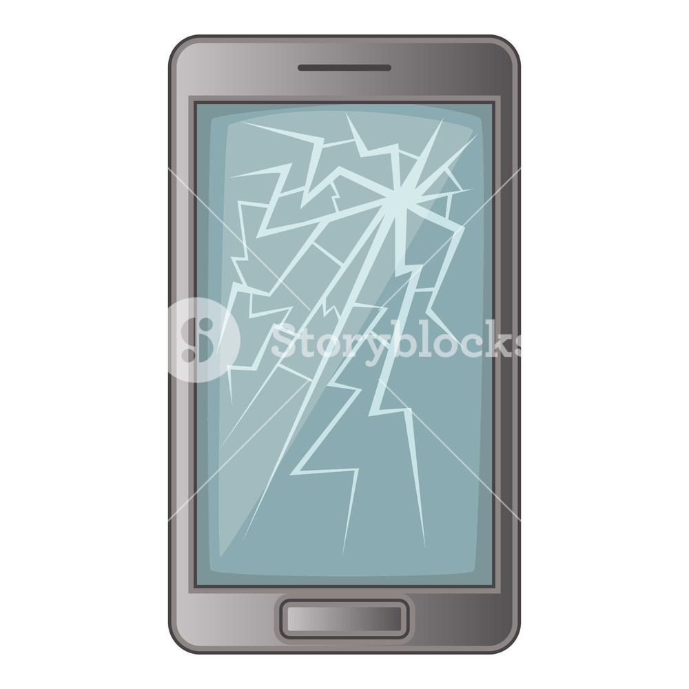 1000x1000 Phone With Broken Screen Icon Cartoon Illustration Of Phone