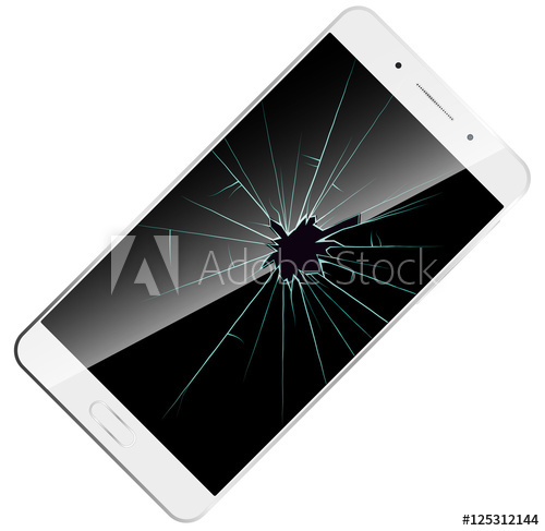 500x487 Shattered Phone Screen Icon Vector Illustration White Modern
