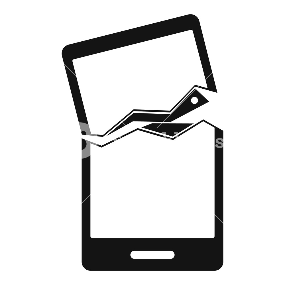 1000x1000 Broken Phone Icon Simple Illustration Of Broken Phone Vector Icon