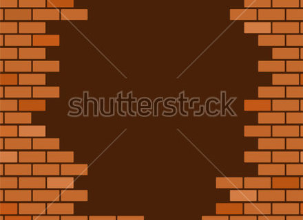 440x320 Broken Wall Vector, Broken Brick Wall Stock Vector Illustration