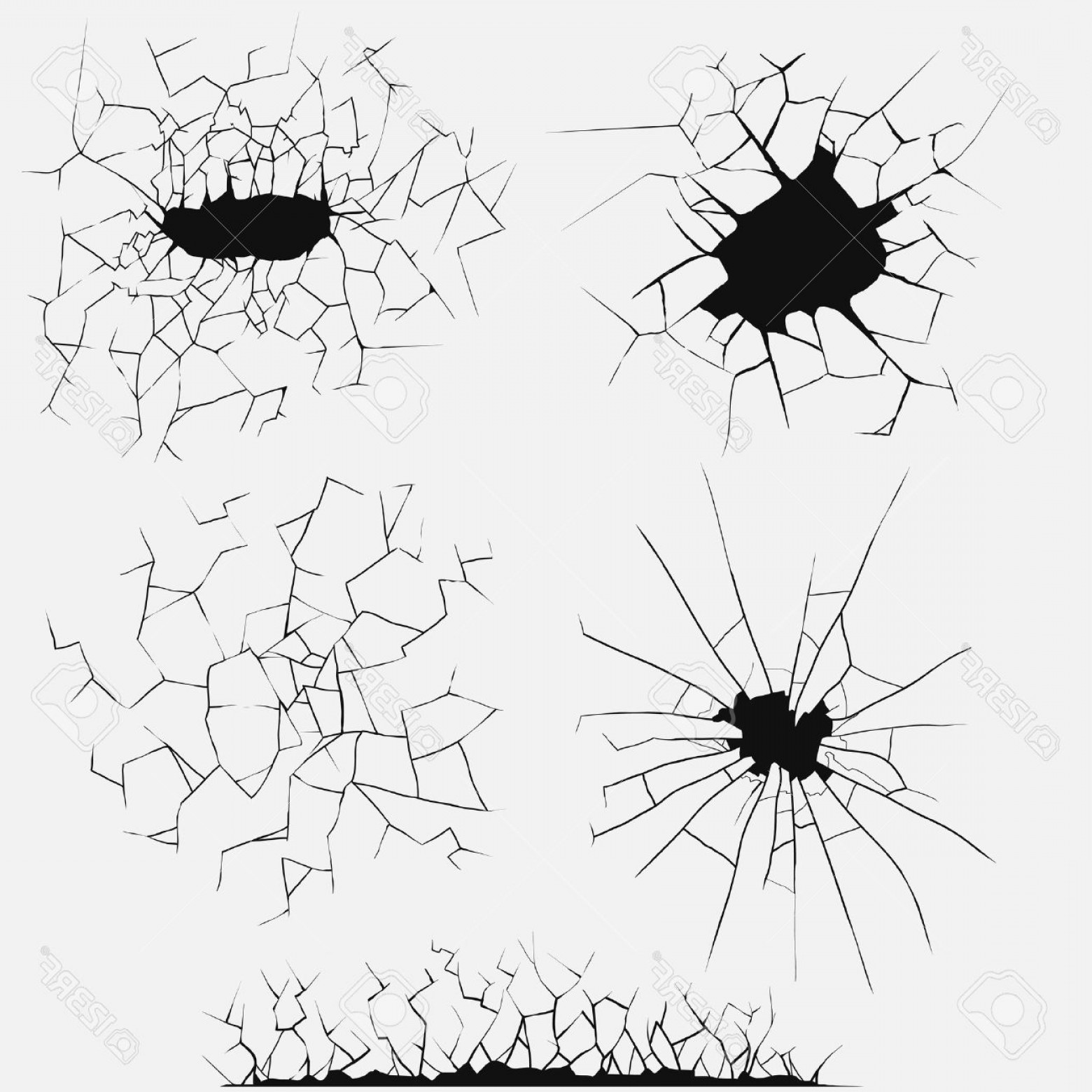 1560x1560 Photostock Vector Cracks Set Broken Glass Or Wall Cracked Ground