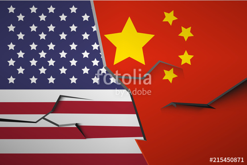 500x334 America China Flag Broken Wall Vector Stock Image And Royalty
