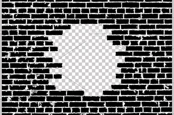 580x386 Vector Broken Realistic Brick Wall