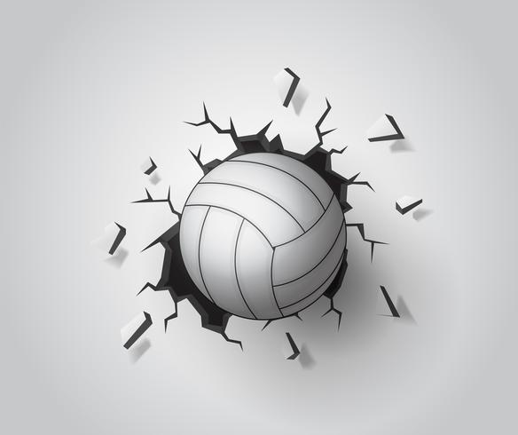 584x490 Volleyball On The Wall Broken Illustration Vector