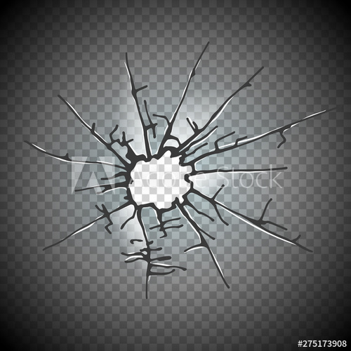 500x500 Broken Window Glass Realistic Daylight Design Vector Illustration