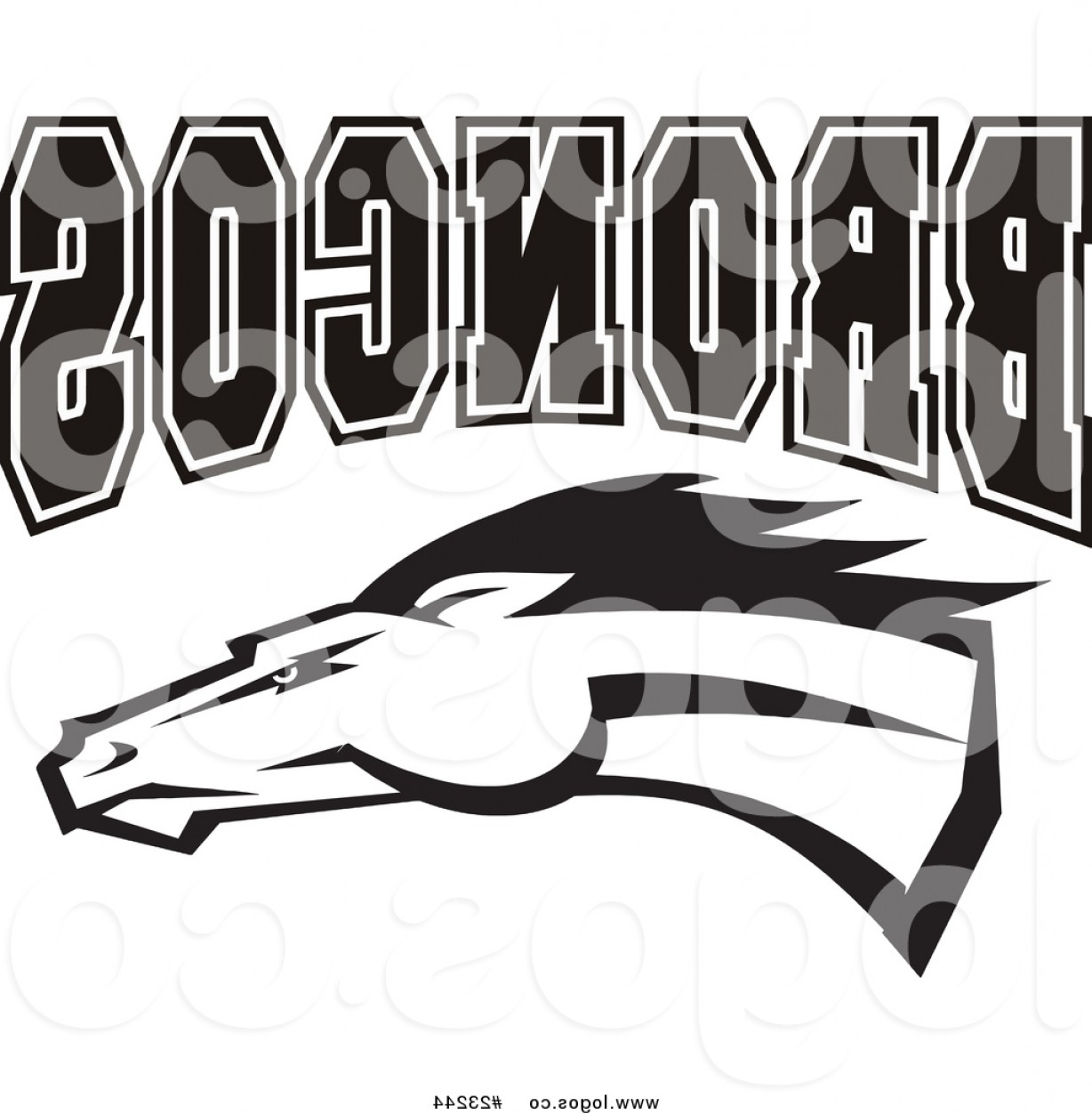 Vector Logo Of A Black And White Running Horse And Broncos Text 1228x1252 Vector Logo Of A Black And White Running Horse And Broncos Text